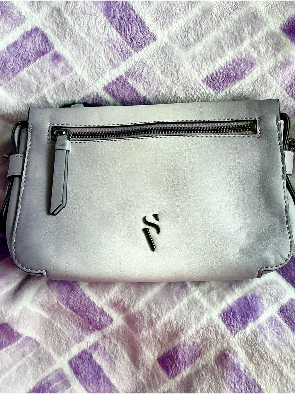 Vera Wang Purple Ombré Leather Crossbody with Front Zip